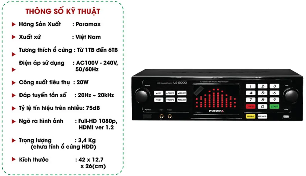 Đầu Karaoke Paramax LS5000 (ổ cứng 3TB-2018)