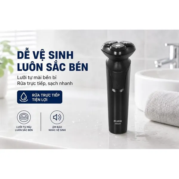 Máy Cạo Râu Điện Flyco FS903VN Màu Đen