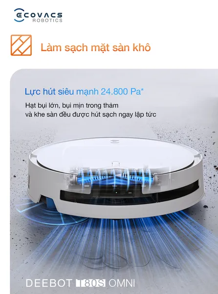 Robot Hút Bụi Thông Minh Ecovacs T80S OMNI Màu Đen