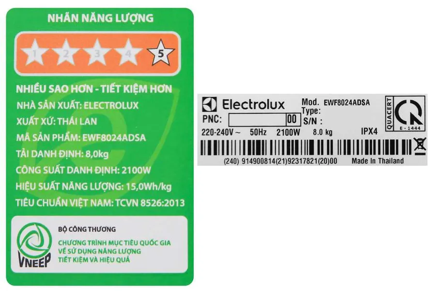 Máy Giặt Electrolux 8 Kg EWF8024ADSA