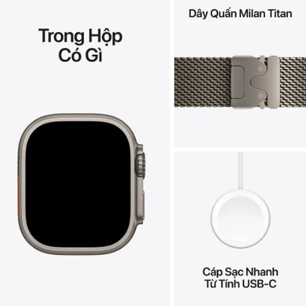 Apple Watch Ultra 4 GPS + Cellular 49mm Viền Titanium Dây Milan