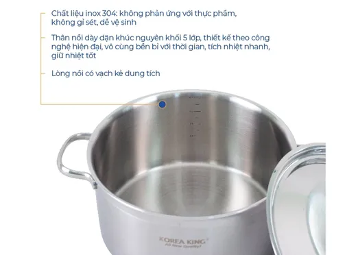 Nồi Inox 5 Lớp Đáy Liền Korea King KP-22S5PLY 4 Lít 3