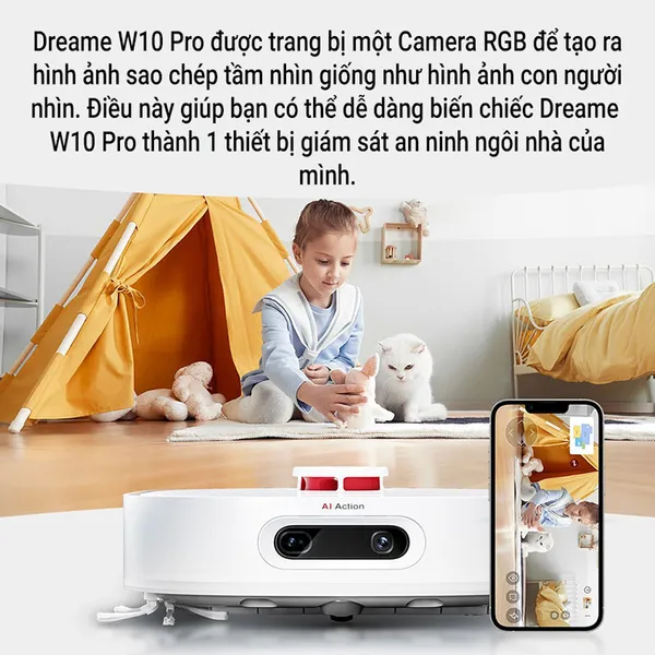 Robot Hút Bụi Lau Nhà, Tự Giặt Giẻ Lau Dreame W10 Pro