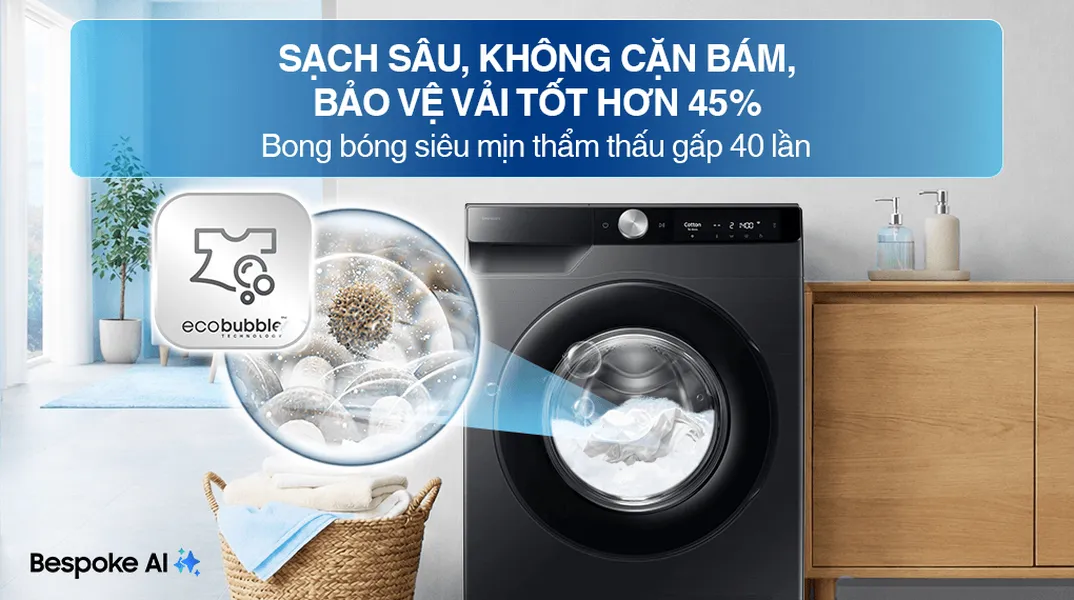 Máy Giặt Samsung AI EcoBubble Inverter 12 Kg WW12CG604DLBSV