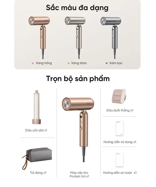 Máy Sấy Tóc Dreame Hair Pocket Uni AHD54 Màu Vàng Đồng