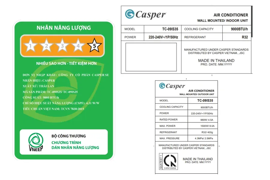 Máy Lạnh Casper Inverter 1 HP TC-09IS35