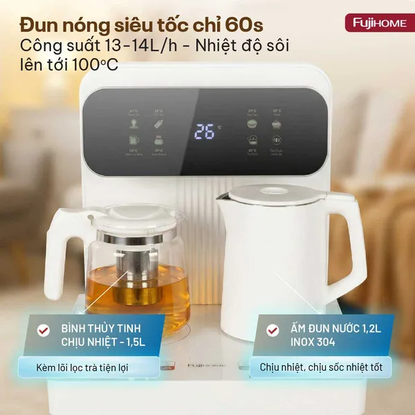 Cây Nước Nóng Lạnh Kết Hợp Bàn Pha Trà Cafe Fujihome TB237N