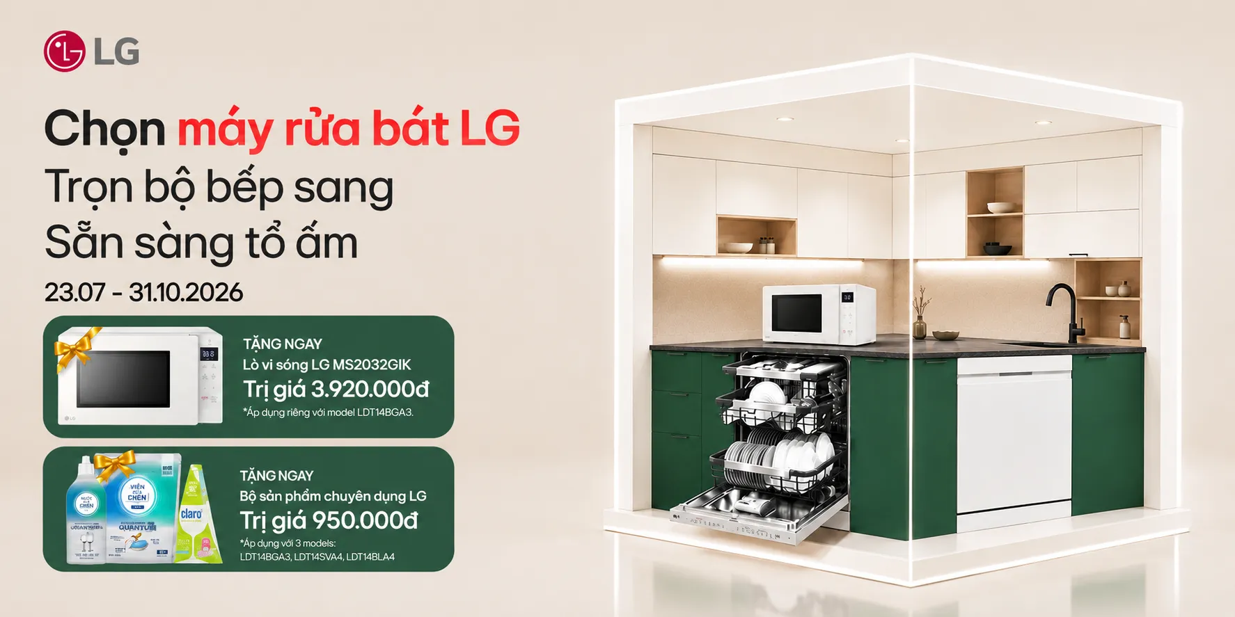 Chọn Máy Rửa Bát LG - Tặng Lò Vi Sóng