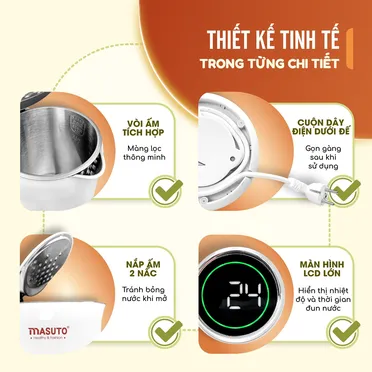 Ấm Đun Siêu Tốc 2 Lớp Masuto MSNAMI 1.7 Lít 7