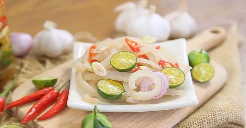 Cách làm da heo bì heo ngâm sả tắc giòn dai, chua cay