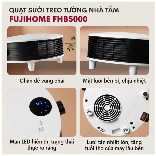 Quạt Sưởi Treo Tường Nhà Tắm Fujihome FHB5000