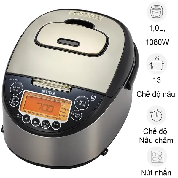 Nồi Cơm Điện Tử Cao Tần Tiger JKT-F10W 1 Lít - Nhật Bản