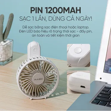Quạt Cầm Tay Mini Magic A-011 Màu Trắng 4