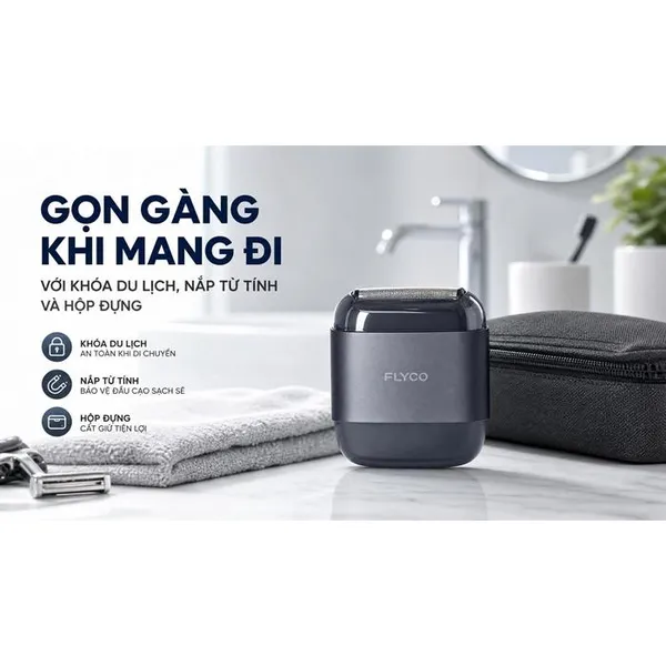 Máy Cạo Râu Điện Flyco F8VN Màu Xám