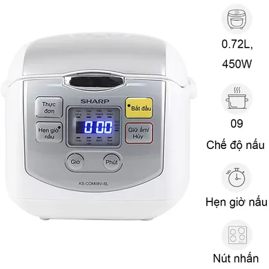 Nồi Cơm Điện Tử Sharp KS-COM08V-SL 0.72 Lít