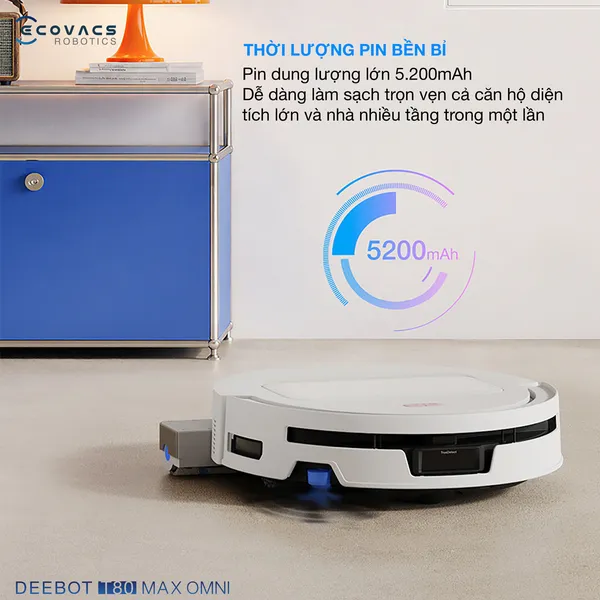 Robot Hút Bụi Lau Nhà Ecovacs T80 Max Omni White