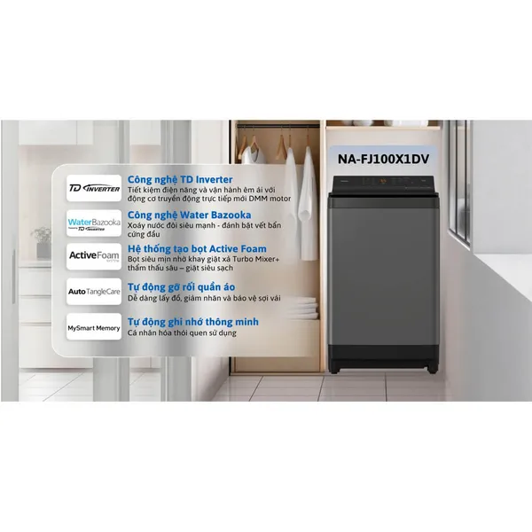 Máy Giặt Panasonic Inverter 10 Kg NA-FJ100X1DV