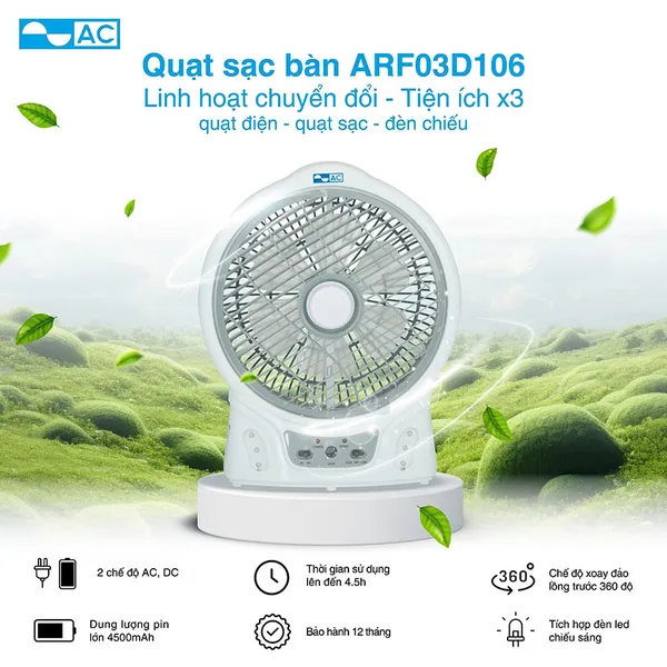 Quạt Sạc 12W AC ARF03D106