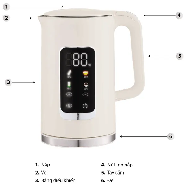 Bình Đun Siêu Tốc 2 Lớp Simplehome HHB8723D Màu Kem