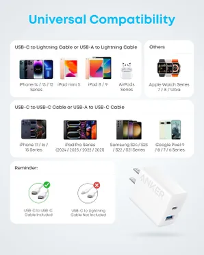 Củ Sạc Anker 312 1C1A 20W (with USB-C Cable) Trắng (White) B2B_B2348 2