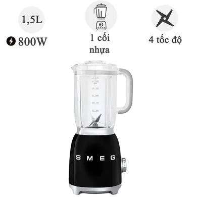 Máy xay sinh tố Smeg BLF01BLEU, màu đen 800W