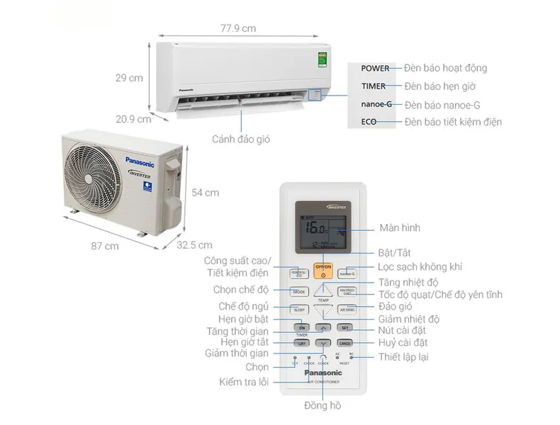 Máy lạnh Panasonic Inverter 1.5 Hp CU/CS-PU12WKH-8M