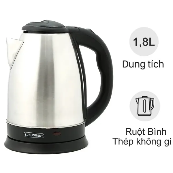 Bình đun siêu tốc inox 1.8 lít Sunhouse SHD-1182
