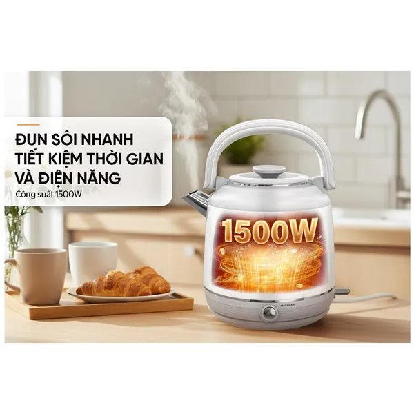 Ấm Siêu Tốc Inox Giữ Nhiệt 2.5 Lít Sunhouse SHD1392