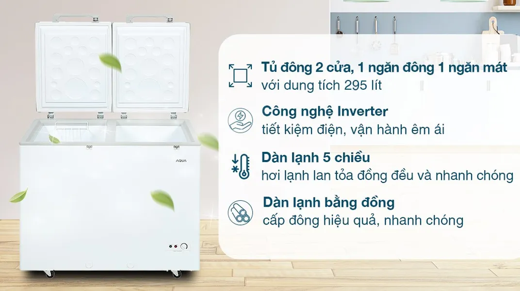 Tủ Đông Mát Aqua Inverter 295 Lít AQF-C4202E