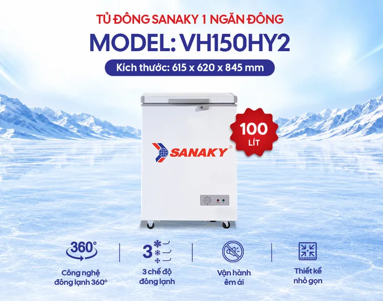 Tủ Đông Sanaky 100 Lít VH-150HY2