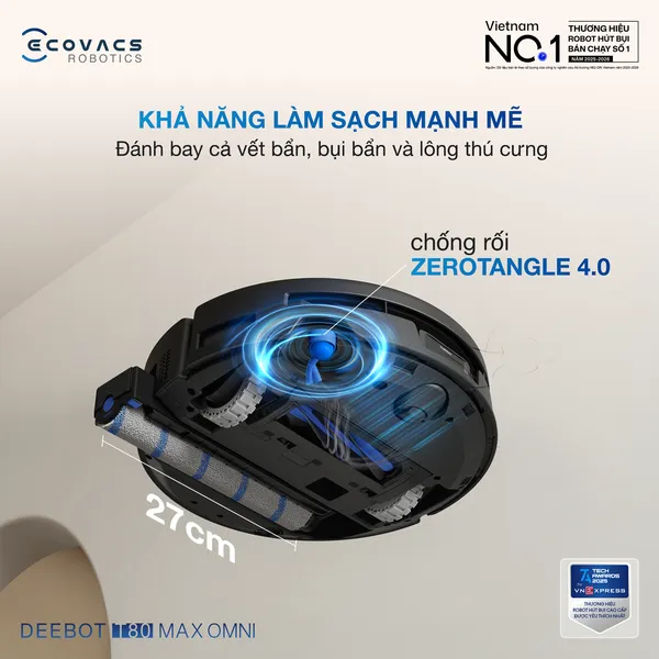 Robot Hút Bụi Lau Nhà Ecovacs T80 Max Omni Black