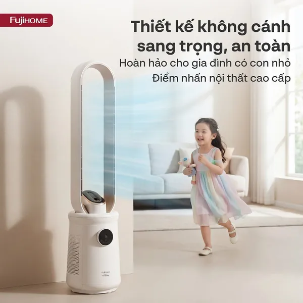 Quạt Không Cánh Điều Khiển Giọng Nói Fujihome Luxury BF15-HEPA-VOICE (Màu đen)