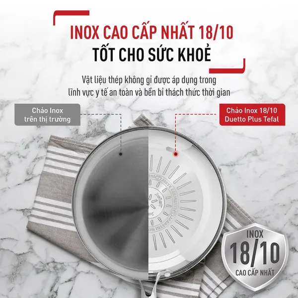 Chảo Chiên Inox Cao Cấp Tefal Duetto Plus 26cm