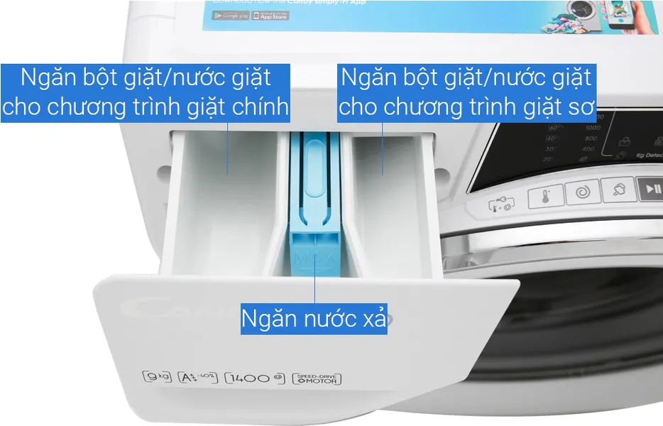 Máy Giặt Sấy Candy Inverter 9/6 Kg ROW 4966DWHC / 1-S