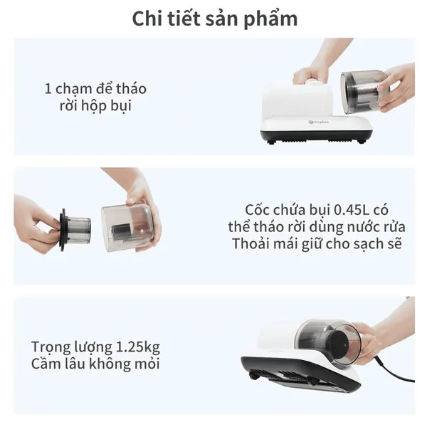 Máy Hút Bụi Diệt Khuẩn Bằng Tia UV Simplus CMYH004WH00-OF