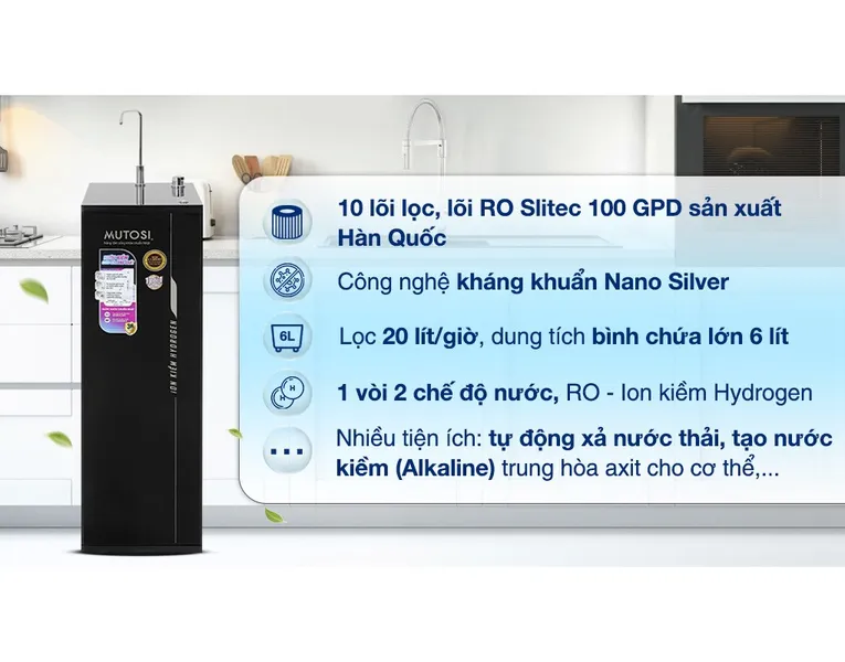 Máy Lọc Nước Ion Kiềm Hydrogen Mutosi MP-S1001H