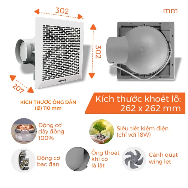 Quạt Hút Nanoco NCV2020-C