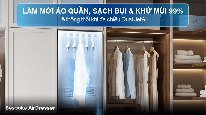 Tủ Chăm Sóc Quần Áo Thông Minh Samsung Bespoke AirDresser 5 móc DF24CB9900CRSV