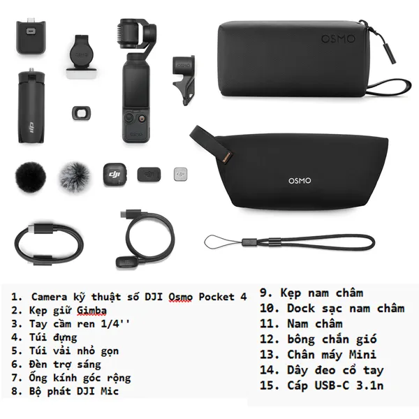 Camera Kỹ Thuật Số DJI Osmo Pocket 4 Creator Combo
