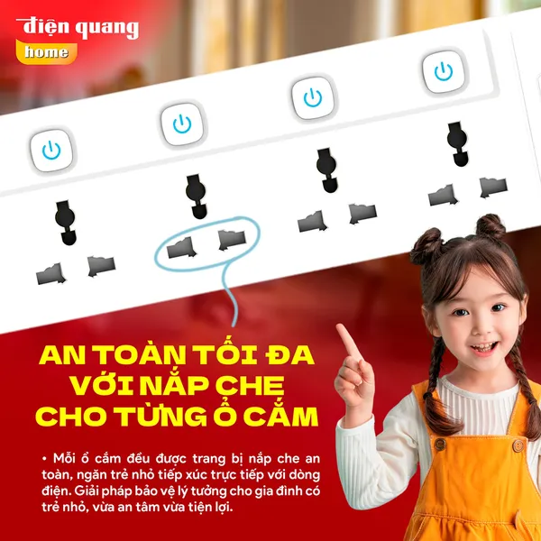Ổ Cắm Điện Quang ĐQ EQS 4SW 2m 3U