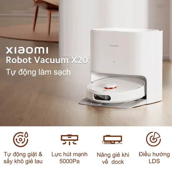 Robot Hút Bụi Lau Nhà Tự Giặt Giẻ Xiaomi X20