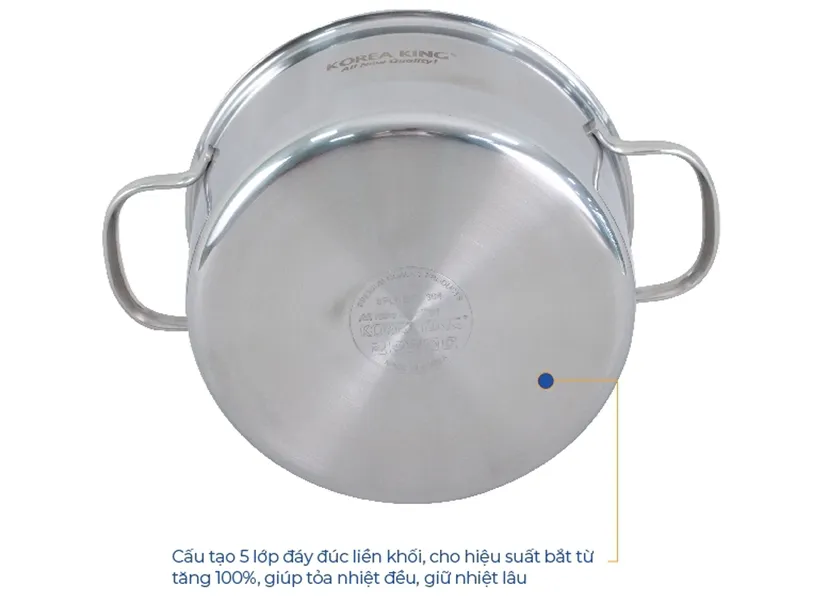Nồi Inox 5 Lớp Đáy Liền Korea King KP-18S5PLY 2 Lít