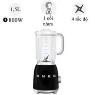 Máy xay sinh tố Smeg BLF01BLEU, màu đen 800W