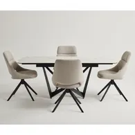 Bộ Bàn ăn (Mở rộng) Isabella VA3142-GNS-200 + 4 Ghế ăn Elsa VD3136-R Coffee