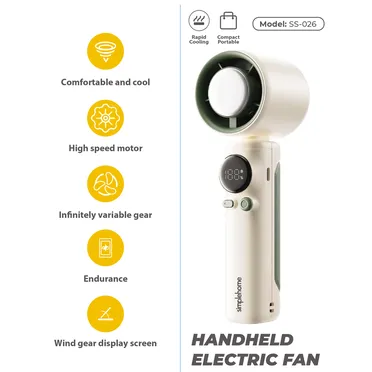 Quạt Cầm Tay Có Sò Lạnh Simplehome SS-026 Màu Trắng Ngà 5