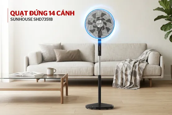 Quạt Đứng 14 Cánh Sunhouse SHD7351B 55W 5