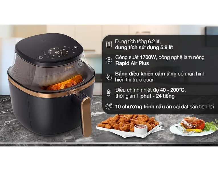 Nồi Chiên Không Dầu Philips NA332/00 6.2 Lít