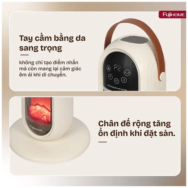 Quạt Sưởi Gốm Điều Khiển Bằng Giọng Nói Fujihome FH202