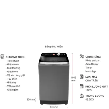 Máy Giặt Aqua 12 Kg AQW-FR120CT.S 3
