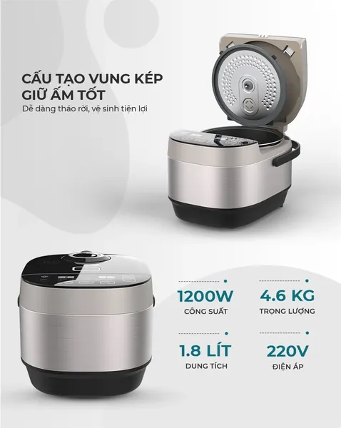 Nồi Cơm Điện Cao Tần Sunhouse MAMA SHD8959 1.8 Lít
